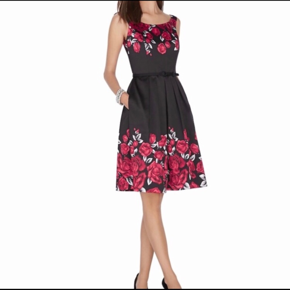 🌹WHBM Red Rose Print Dress